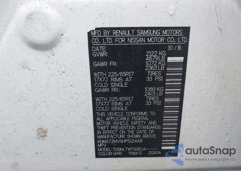 2017 Nissan Rogue Sv из США, поврежденный, VIN KNMAT2MV5HP512448